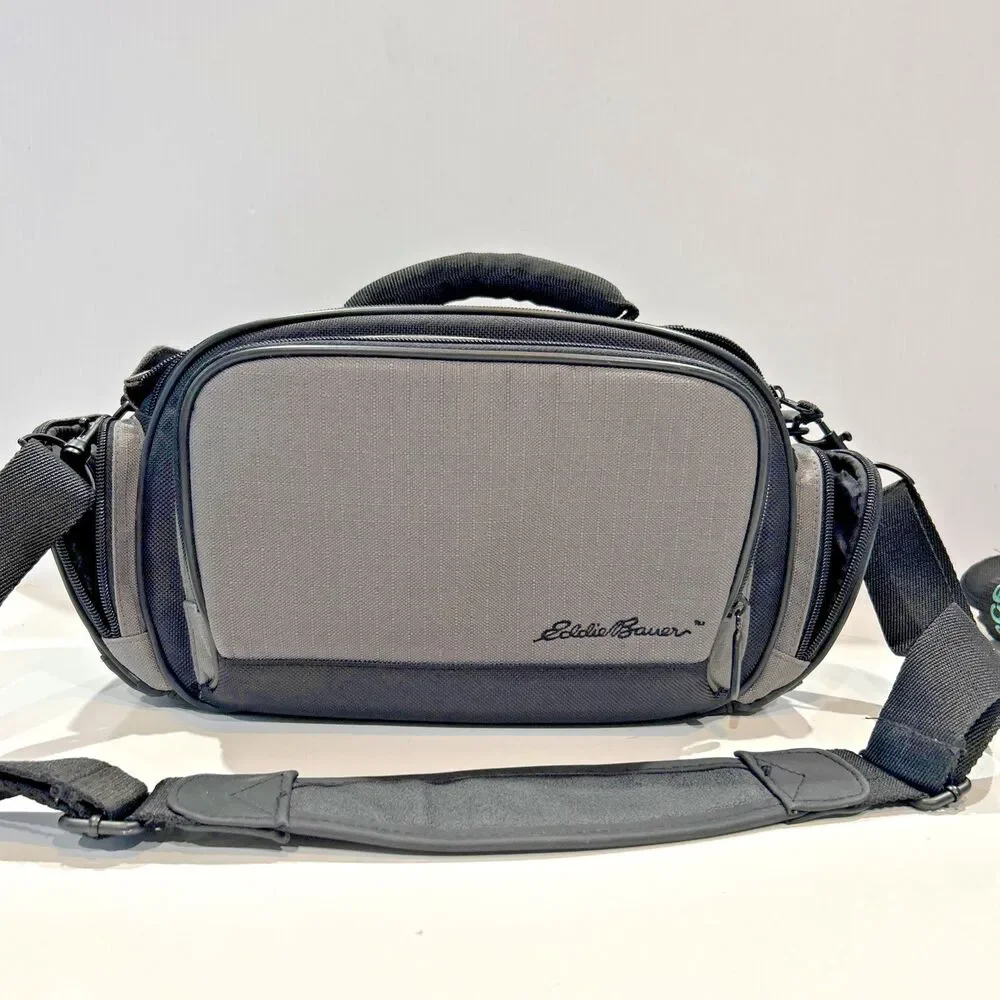 Eddie Bauer Camera Carry Bag Gray Black Nylon Professional 35 MM Lens Pouch